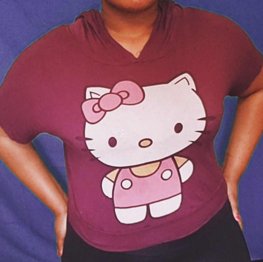 Baggy purple 🎀🐱Hello Kitty🐱🎀 shirt with hoodie